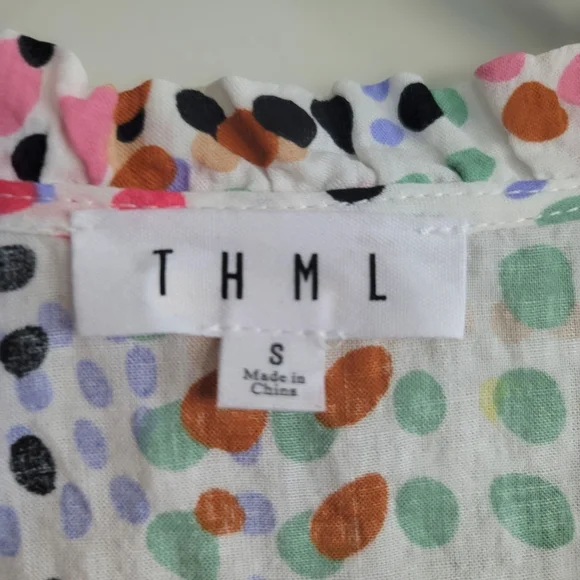 THML, Samantha Multi Color Dot Print Peplum Top, size Small - Picture 6 of 9